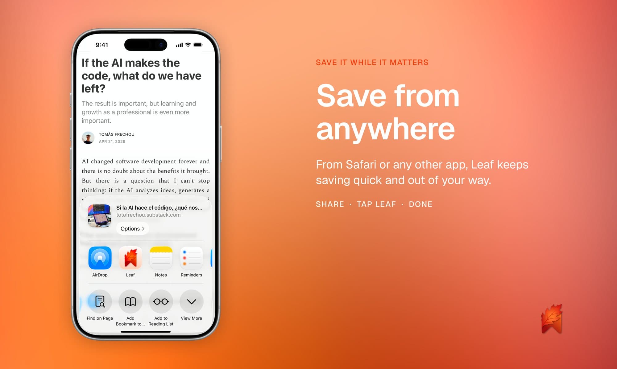 Save from anywhere